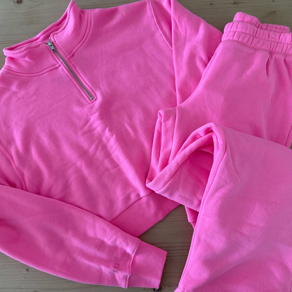 Katie J NYC Vibrant Pink Zip-Up Sweatshirt & Sweatpants Set
